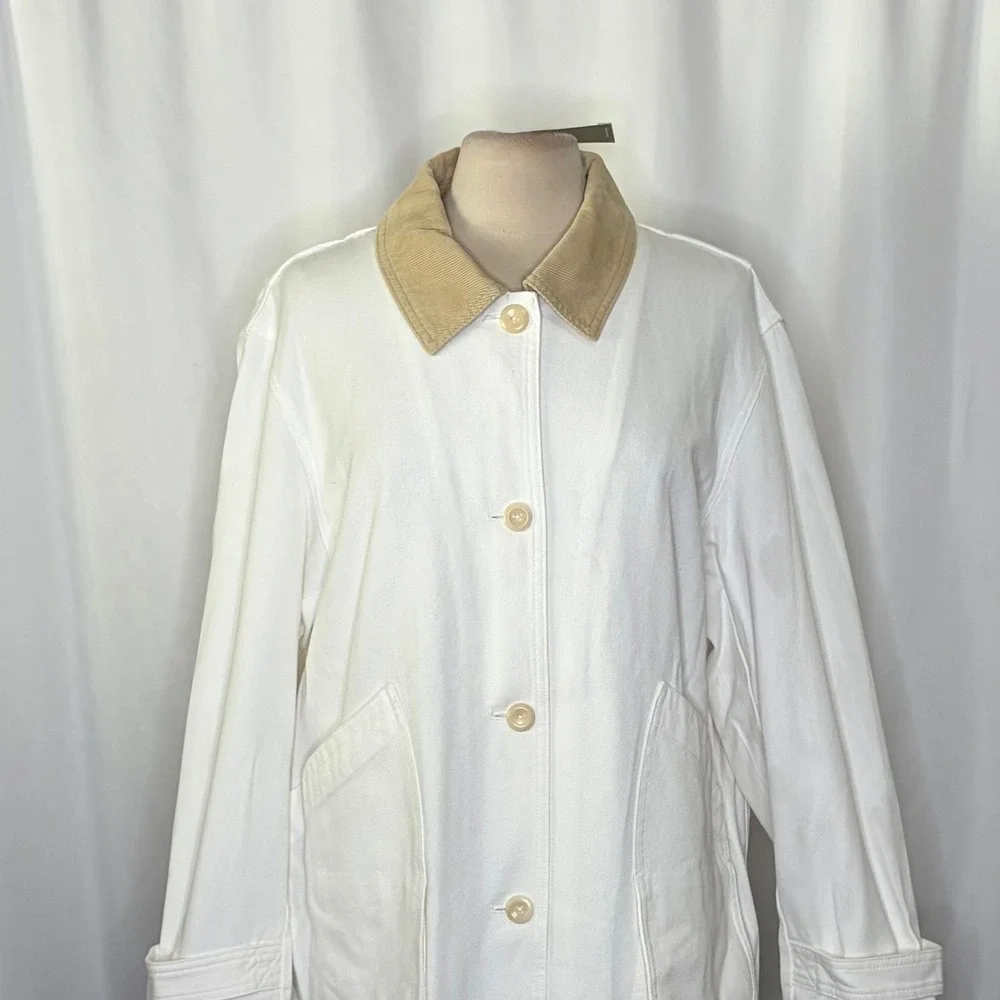 NWT!! J. CREW Barn Jacket Canvas Ivory Corduroy Collar Pockets Outdoors‎ X-Large